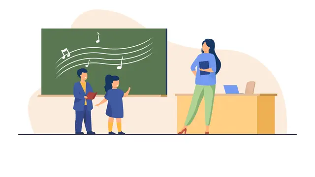 Ilustrasi bernyayi saat peringatan Hari Guru Nasional