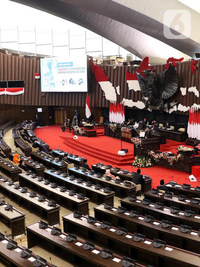 FOTO: Pandemi, Sebagian Anggota Dewan Ikuti Sidang Tahunan MPR Secara Virtual