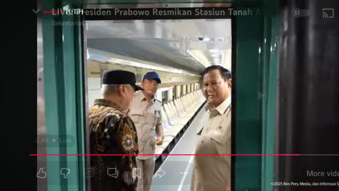 Resmikan Stasiun Tanah Abang Baru, Prabowo Naik KRL dari Manggarai