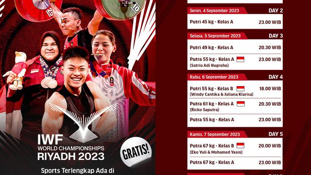 Jadwal Live Streaming IWF World Championship Saudi Arabia 2023 di Vidio Pekan Ini