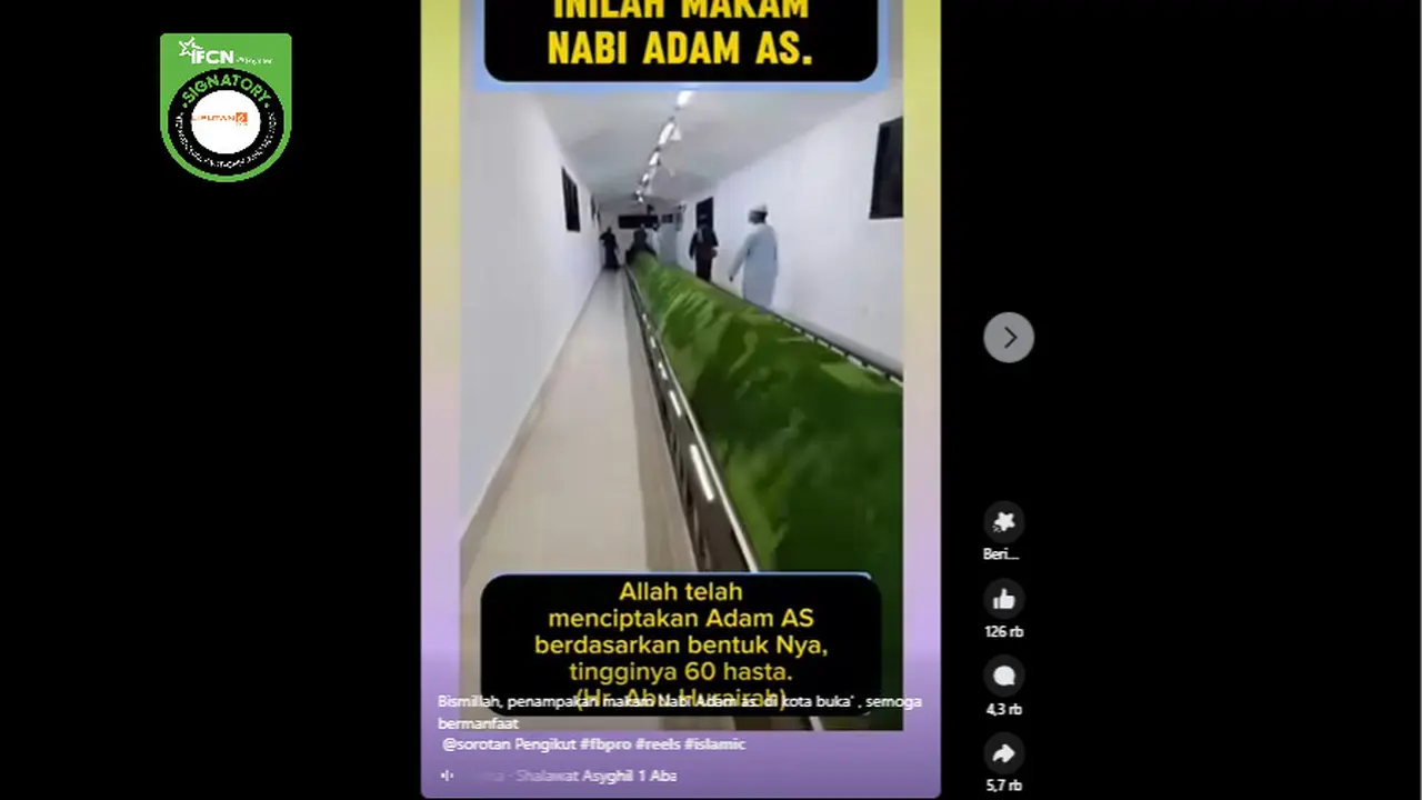 Tangkapan layar klaim video penampakan makam Nabi Adam