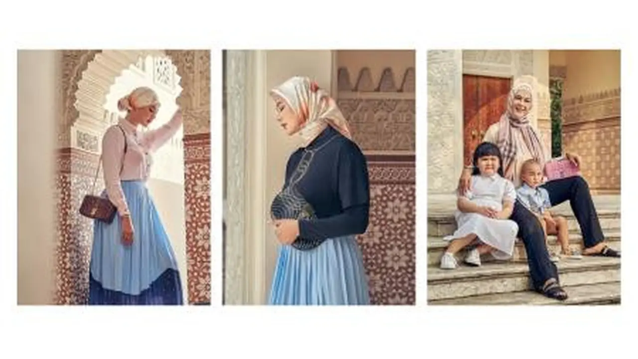 3 Inspirasi Outfit Lebaran Paula Verhoeven dengan Memadukan Hijab dan Tas Branded
