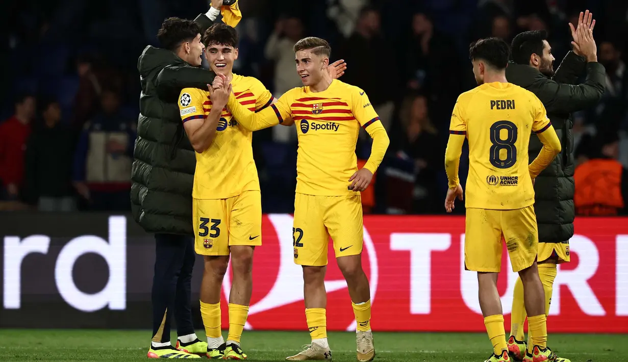 Gol Andreas Christensen di menit ke-77 memastikan kemenangan Blaugrana atas Les Parisiennes di Stadion Parc des Princes, Paris. (Anne-Christine POUJOULAT/AFP)