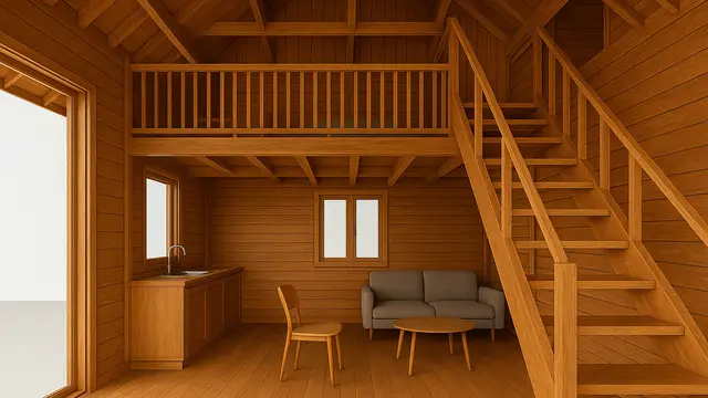 Inspirasi Model Rumah Kayu Tropis Mezzanine/Ilustrasi oleh AI