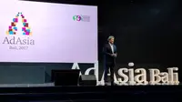 Guy Kawasaki bawakan keynotes perdana di hari pertama AdAsia 2017. Liputan6.com/ Jeko Iqbal Reza
