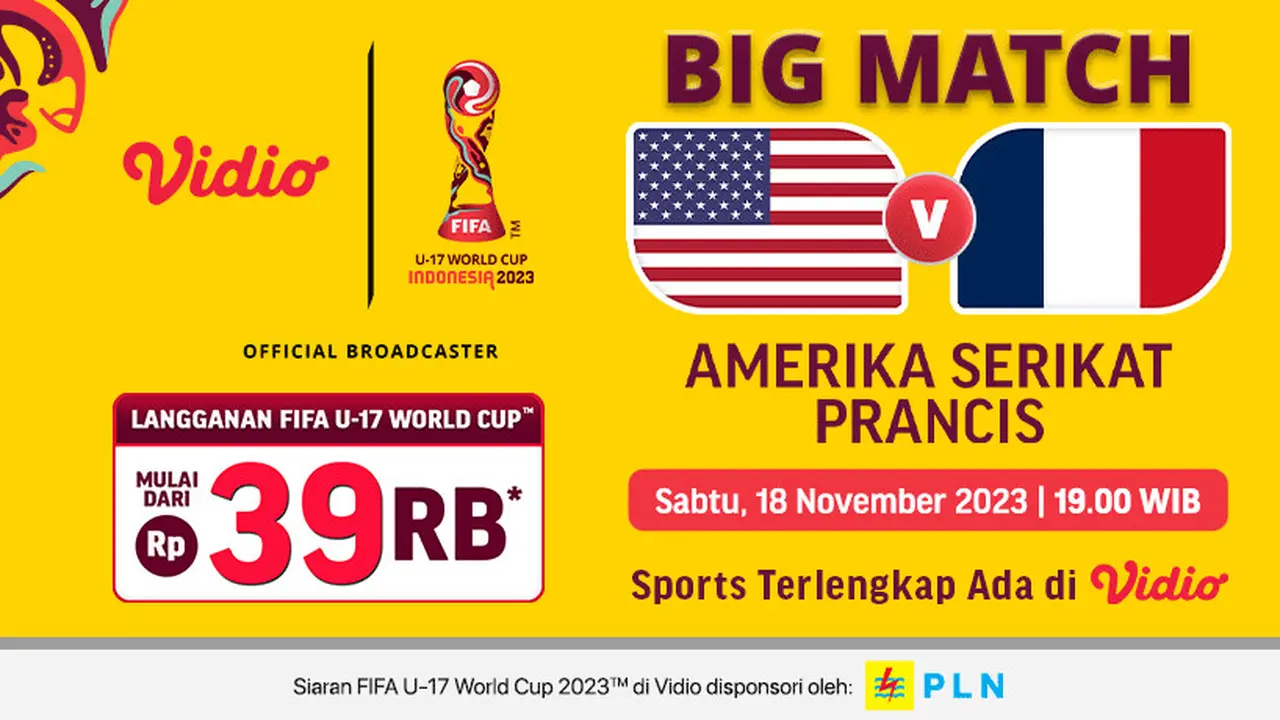 Jadwal dan Link Streaming Amerika Serikat U-17 vs Prancis U-17 di Vidio