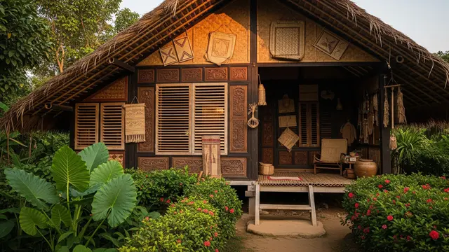 Rumah Desa Etnik dengan Jalusi Bambu