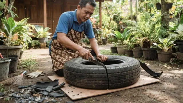 Cara Membuat Kolam Mini dari Ban Bekas