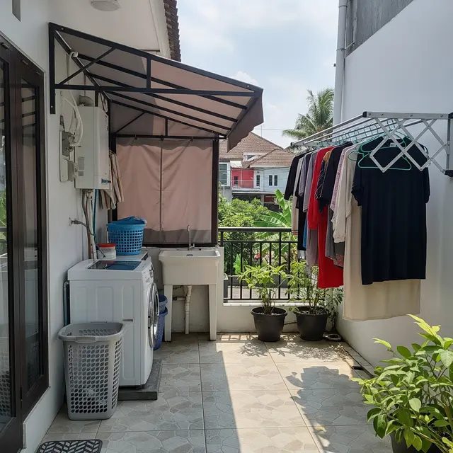 9 Contoh Teras Rumah Kecil yang Dijadikan Area Cuci dan Jemur, Fungsional dan Estetik