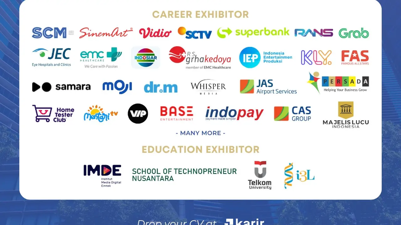 Emtek danKarir.com menggelar Emtek Education & Career Festival 2024. Penyelenggaraan kegiatan yang dikemas secara hybrid ini berlangsung pada 30-31 Juli 2024. (Dok Emtek)