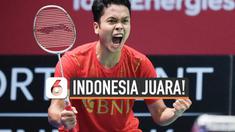 Indonesia akhirnya berhasil kembali juarai Piala Thomas usai tumbangkan tim China 3-0 di Ceres Arena hari Minggu (17/10). Indonesia terakhir kali raih Thomas di tahun 2002.
