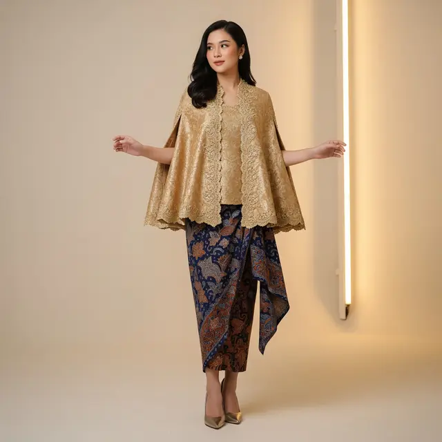 Model Atasan Brokat Timeless dengan Rok Batik Lilit Kekinian