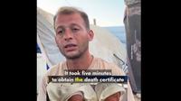 Muhammad Abu al-Qumsan menjelaskan kematian tragis bayi kembarnya akibat dibunuh Israel. (dok. Instagram @translatingpalestine/https://www.instagram.com/translating_falasteen/reel/C-pthc2tCjw/Dinny Mutiah)