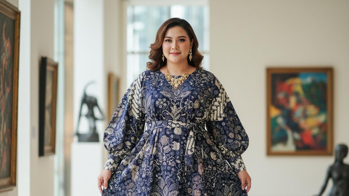 8 Model Dress Batik Lengan Bishop untuk Plus Size yang Anggun