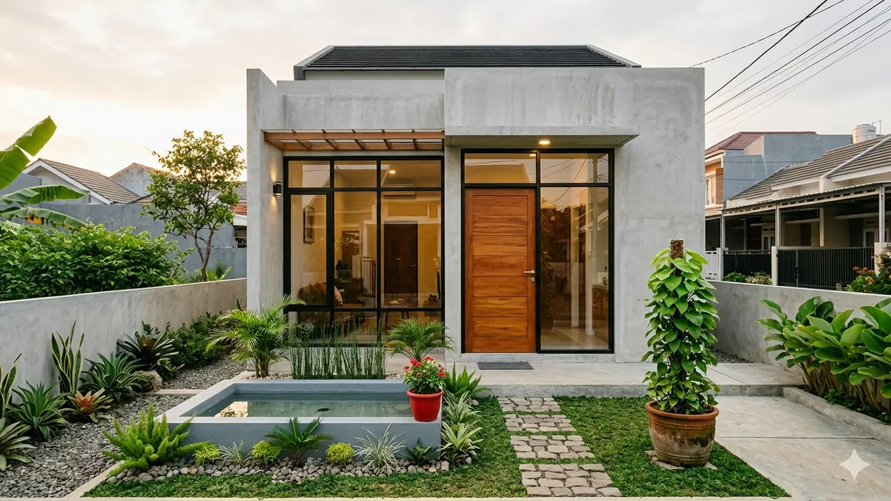 Gambar Rumah Minimalis di Lahan Sempit dengan Halaman Kecil yang Estetik