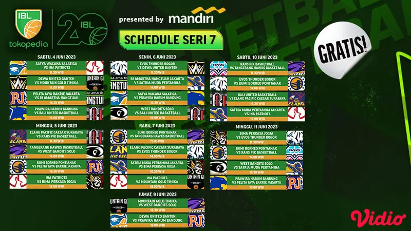 Tonton Live Streaming Seri 7 IBL 2023 Live Vidio 5-11 Juni : Elang Pacific Caesar Surabaya vs RANS PIK Basketball