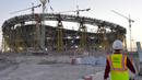 Foto pada 16 Februari 2020 ini menunjukkan pemandangan keseluruhan Stadion Lusail, salah satu stadion Piala Dunia FIFA 2022, di Lusail, Qatar. Pemasangan rangka baja utama Stadion Lusail, yang dibangun oleh China Railway Construction Corporation (CRCC), selesai pada Minggu (16/2). (Xinhua/Nikku)