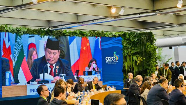 Presiden RI, Prabowo Subianto saat menghadiri forum Konferensi Tingkat Tinggi (KTT) G20 di Rio de Janeiro, Brasil, Senin, 18 November 2024.