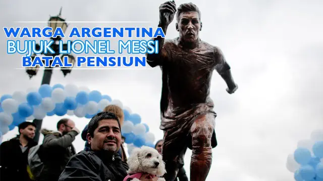 Patung Lionel Messi diresmikan di kota Buenos Aires, Argentina pada hari Selasa (29/6/2016). Patung tersebut dibuat sebagai penghormatan sekaligus bujukan agar Messi membatalkan pensiunnya.