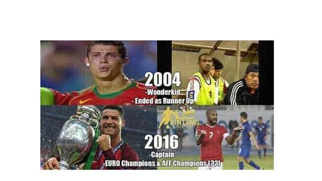 Meme Boaz Solossa dengan Cristiano Ronaldo (Facebook)