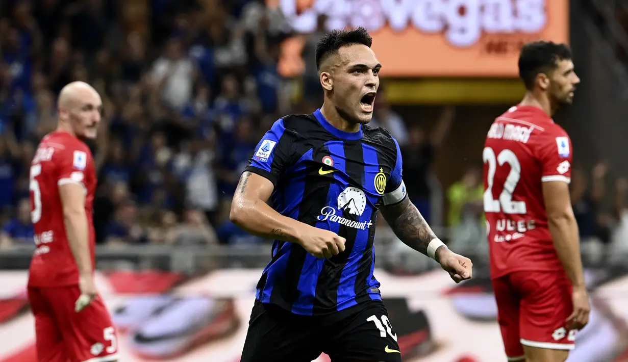 Lautaro Martinez menjadi bintang kemenangan Inter dalam laga kali ini. (BONOTTO / AFP)