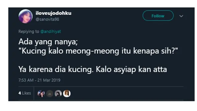 Cuitan Kocak (Sumber: Twitter/sanovita98)