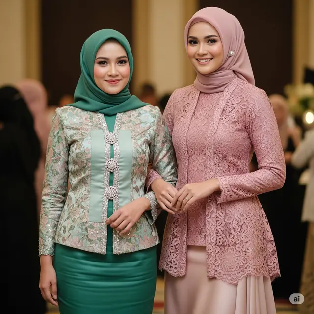 Kebaya Muslim Modern Rok Satin Panjang. Foto: Gemini