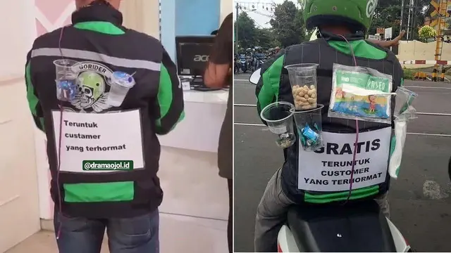 Driver Ojek Online Bagikan Makanan Gratis