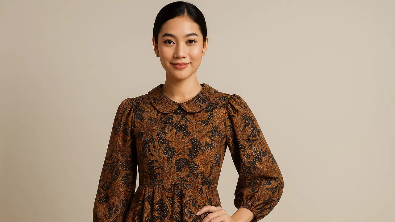 7 Model Dress Batik Kerah Balon Kekinian, Bikin Penampilan Makin Manis dan Anggun