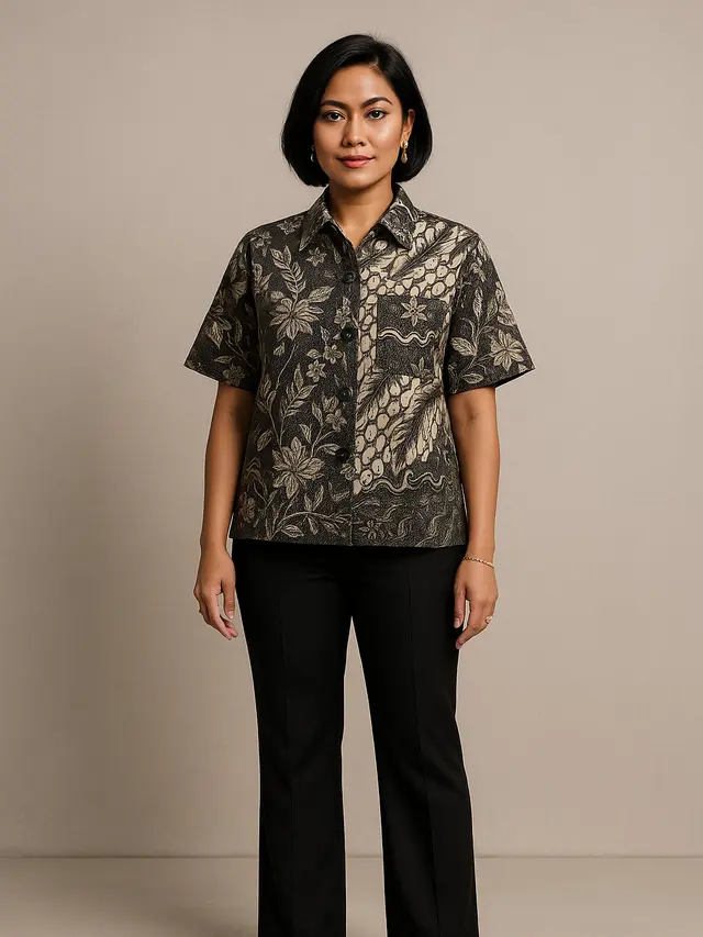 Inspirasi Atasan Batik untuk Kondangan dengan Bawahan Celana Panjang (Foto: ChatGPT)