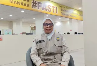 Jemaah haji kloter KJT-04 terbang dari Bandara Internasional King Abdulaziz Jeddah, 5 Juni 2026. (dok. Media Center Haji)