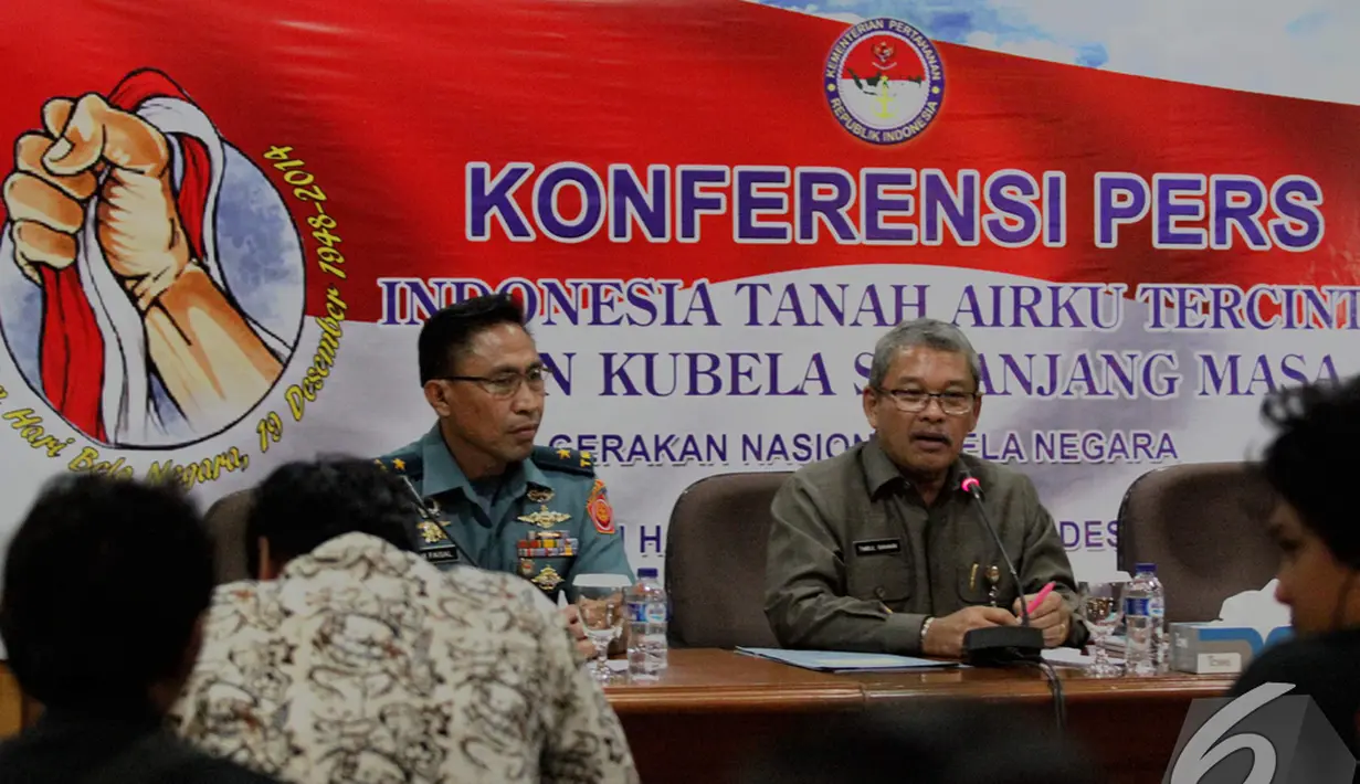 Suasana konferensi pers terkait Upacara Hari Bela Negara pada 19 Desember 2014, Jakarta, Selasa (9/12/2014). (Liputan6.com/Faizal Fanani)