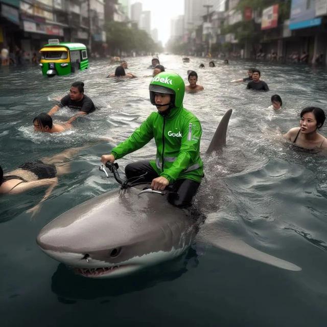 Kumpulan Potret Warga Jakarta Menghadapi Banjir dengan Santai pada 2030 Mendatang (Instagram @smashedbyusagi)