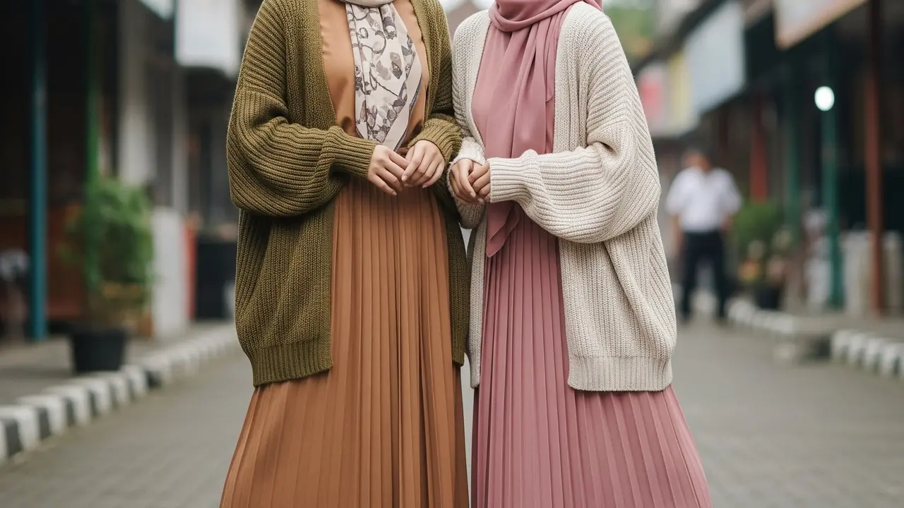 Padu Padan Baju Gamis dan Outer Oversize. Foto: Gemini