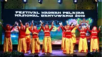 Ratusan pelajar dan santri dari 20 kota meriahkan Festival Hadrah Banyuwangi. (foto: ©2019 Merdeka.com)