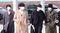 Para anggota BTS terlihat di Bandara Incheon, Korea Selatan, sesaat sebelum terbang ke LA. (dok. Instagram @koreadispatch/https://www.instagram.com/p/CWXezclFcqW/Dinny Mutiah)