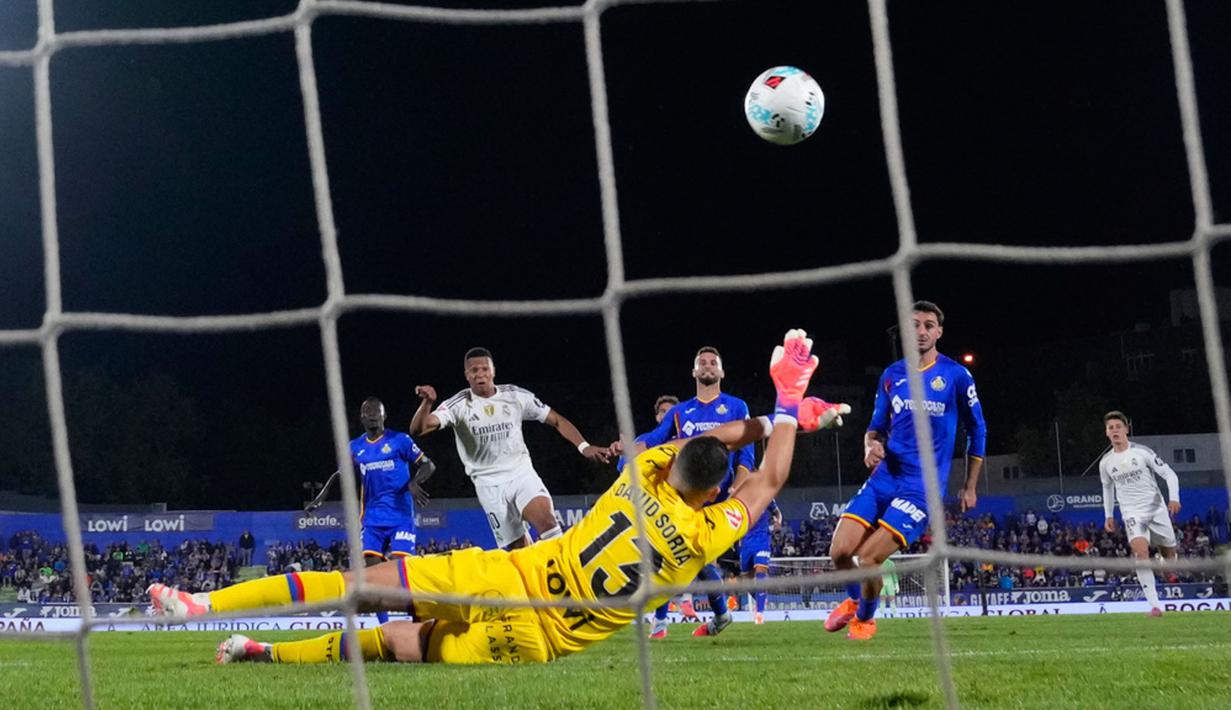 Gol semata wayang Real Madrid dicetak Kylian Mbappe pada menit ke-80. (AP Photo/Manu Fernandez)