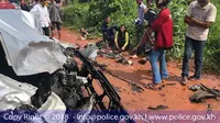 Tempat kejadian perkara kecelakaan mobil yang menewaskan istri pangeran Kamboja (foto: GENERAL COMMISSARIAT OF NATIONAL POLICE CAMBODIA)