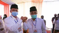 Bakal pasangan calon kepala daerah Sumbar Nasrul Abit-Indra Catri. (Liputan6.com/ Novia Harlina)