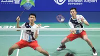 Ganda putra Indonesia Fajar Alfian / Muhammad Rian Ardianto lolos ke final Korea Terbuka yang berlangsung di Incheon Airport Skydome, Korea, Minggu (29/9/2019).. (foto: PBSI)