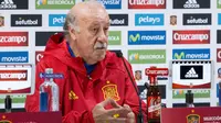Pelatih Timnas Spanyol, Vicente Del Bosque, pada sesi konfrensi pers jelang pertandingan melawan Belgia (16/11/2015). Del Bosque tak ingin ikut campur masalah perseteruan antara Gerard Pique dan Alvaro Arbeloa. (Reuters/Delmi Alvarez)