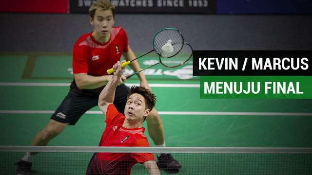 Kevin /Marcus, menang atas Lee Jhe Huei/Lee Yang, pada laga semifinal cabang bulutangkis Asian Games 2018 di Istora Senayan, Jakarta, Senin (27/8/2018).