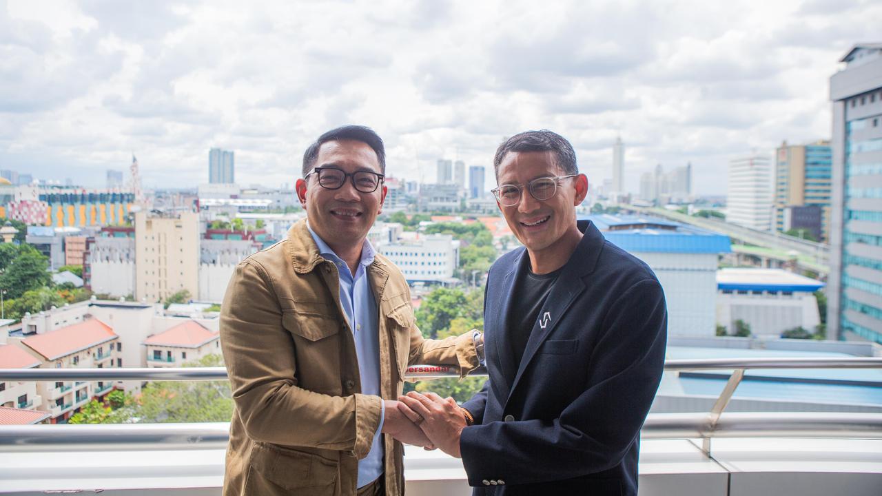Cagub Jakarta nomor urut 1 Ridwan Kamil bertemu Sandiaga Uno.