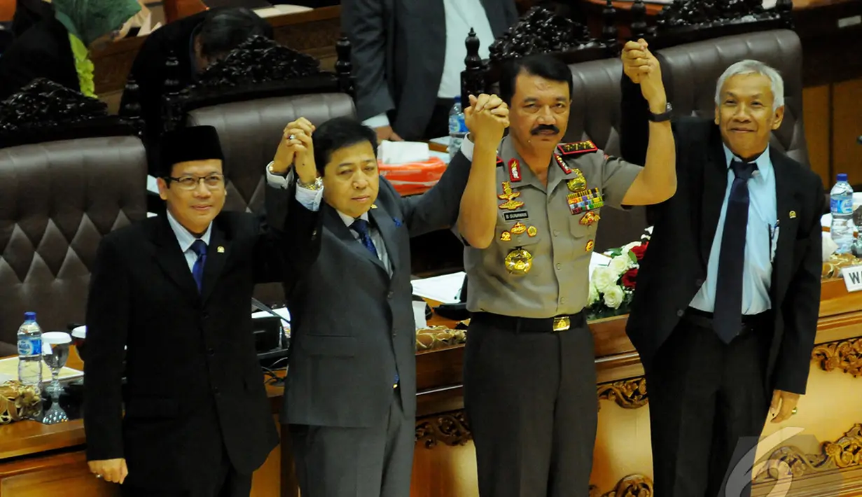 Sidang Paripurna DPR menyetujui Komjen Pol Budi Gunawan sebagai Kapolri, Jakarta, Kamis (15/1/2015). (Liputan6.com/Faisal R Syam)