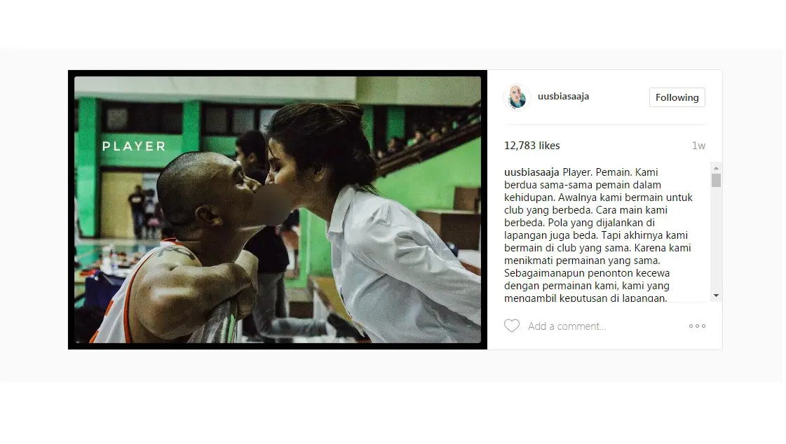 Uus dapat ciuman mesra dari istri [foto: instagram]