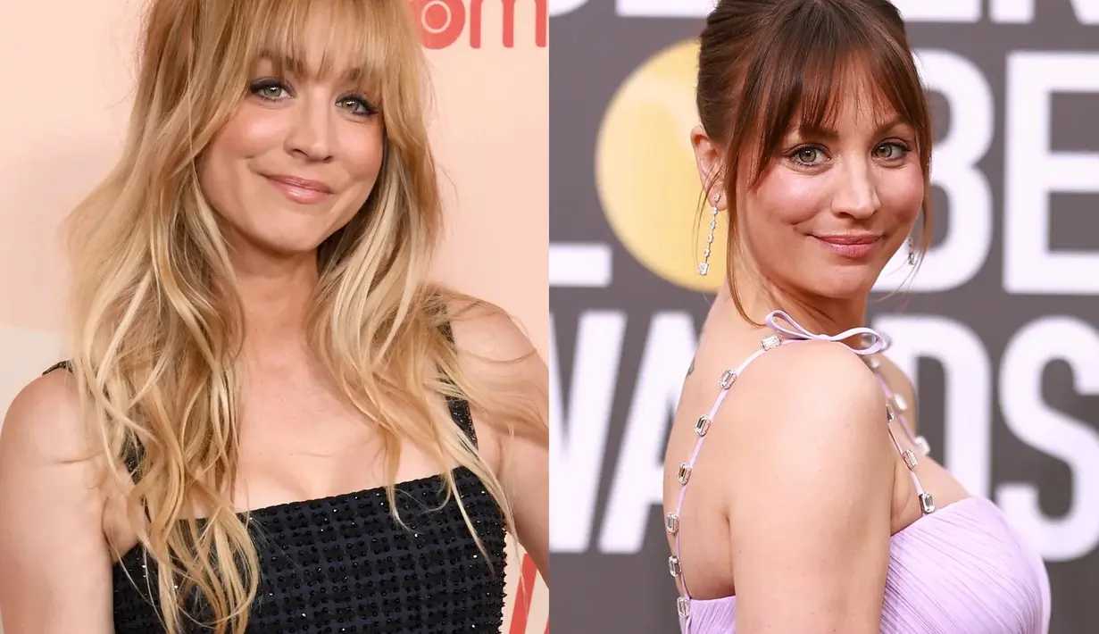 Kaley Cuoco memamerkan warna rambut barunya di Golden Globe 2023. Warna rambut cokelat baru dengan tone yang lebih gelap dari sebelumnya. Foto: Glamour.