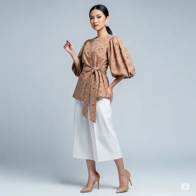 9 Mix and Match Batik Lengan Besar dan Celana Kulot yang Elegan dan Stylish