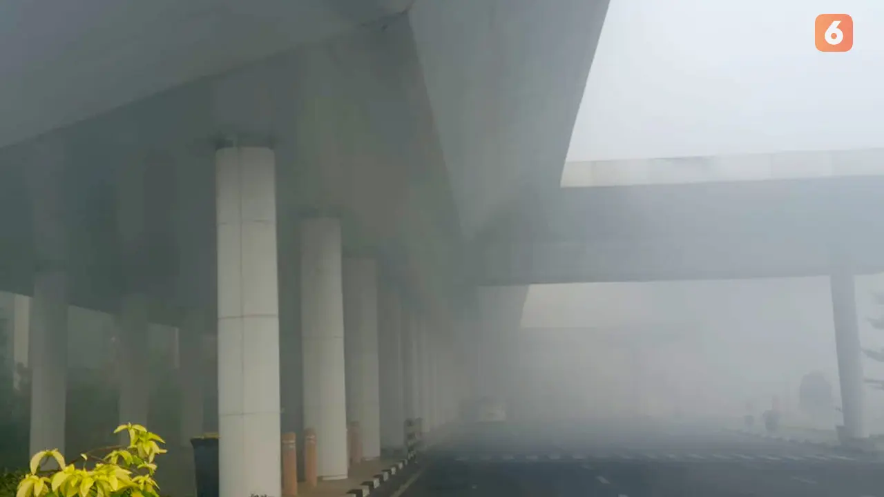 kabut asap karhutla di bandara internasional syamsudin noor kalimantan selatan kalsel