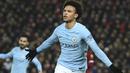 Gelandang Manchester City, Leroy Sane tampil memuakau sepanjang musim dan telah mencetak sembilan gol untuk timnya hingga pekan ke-34 Premier League. (AFP/Oli Scarff)