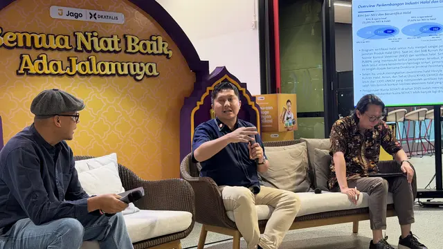 Direktur Infrastruktur Ekonomi Syariah KNEKS Sutan Emir Hidayat dalam Forum Jurnalis Jagoan, di Kantor Pusat Bank Jago, Jakarta, Rabu (4/3/2026). (Liputan6.com/Tira)